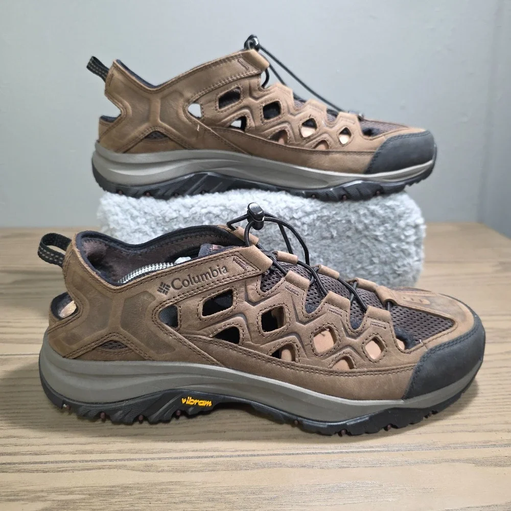 Columbia Terrebonne Sandals Mens 12 Hiking Slip On BM4520-231 Leather Brown NEW